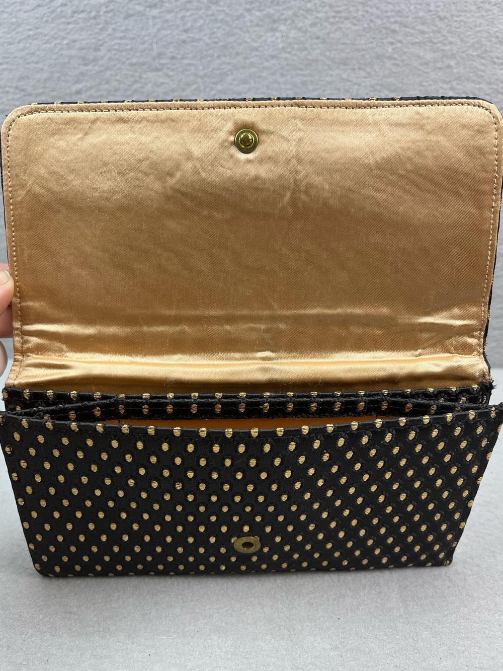 Rare Vintage Black Gold & Rouge Diamond Pattern Satin Women's Clutch Purse 1960s